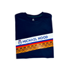 Five Color Printed Logo on Navy Blue T-Shirt