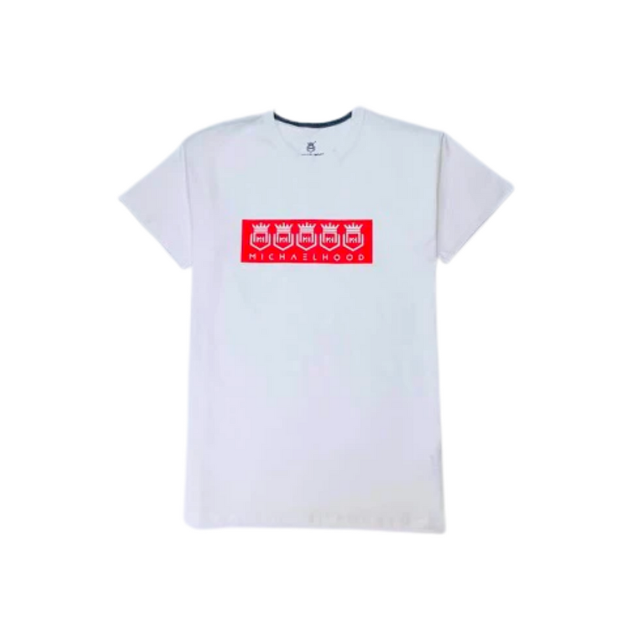 Brand Logo Red on White T-Shirt