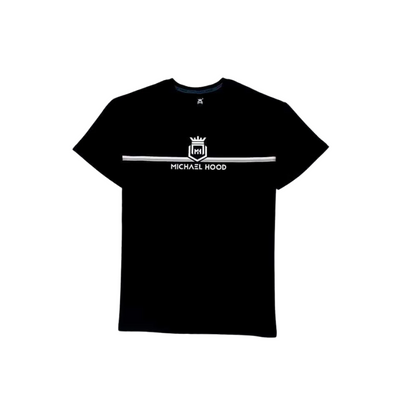 Classic White Logo Design On Black T-Shirt