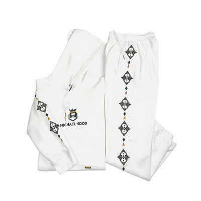 Embroidery Classic White Club Fleece Pullover Hoodie & Pants Set MICHAEL HOOD