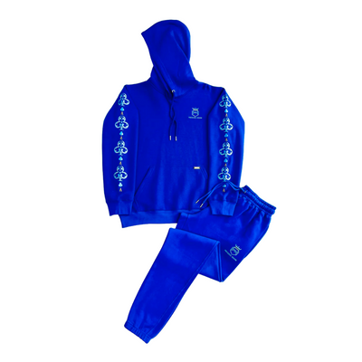 Light Blue Design on Royal Blue Jogger Set