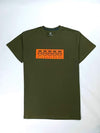 Brand Logo Orange on Military Green T-Shirt